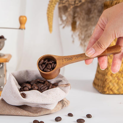 Wood Coffee Scoop-4 Pieces Wooden Scoops for Jars Small Measuring Spoons for Ground Coffee,Tea,Sugar,Seasoning-Multipurpose Wooden Scoop for Jars,Canisters,Bath Salts,Laundry Detergent(Acacia Wood)
