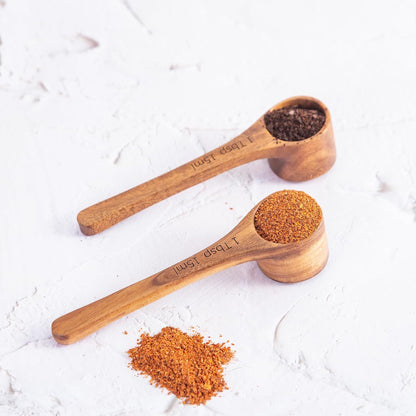 Wood Coffee Scoop-4 Pieces Wooden Scoops for Jars Small Measuring Spoons for Ground Coffee,Tea,Sugar,Seasoning-Multipurpose Wooden Scoop for Jars,Canisters,Bath Salts,Laundry Detergent(Acacia Wood)