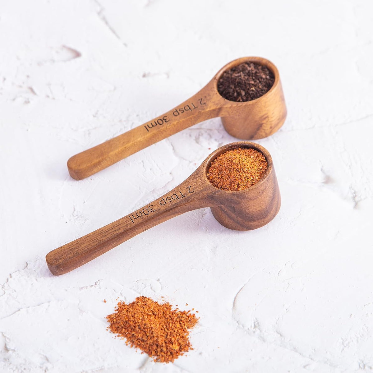 Wood Coffee Scoop-4 Pieces Wooden Scoops for Jars Small Measuring Spoons for Ground Coffee,Tea,Sugar,Seasoning-Multipurpose Wooden Scoop for Jars,Canisters,Bath Salts,Laundry Detergent(Acacia Wood)