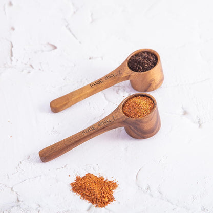 Wood Coffee Scoop-4 Pieces Wooden Scoops for Jars Small Measuring Spoons for Ground Coffee,Tea,Sugar,Seasoning-Multipurpose Wooden Scoop for Jars,Canisters,Bath Salts,Laundry Detergent(Acacia Wood)