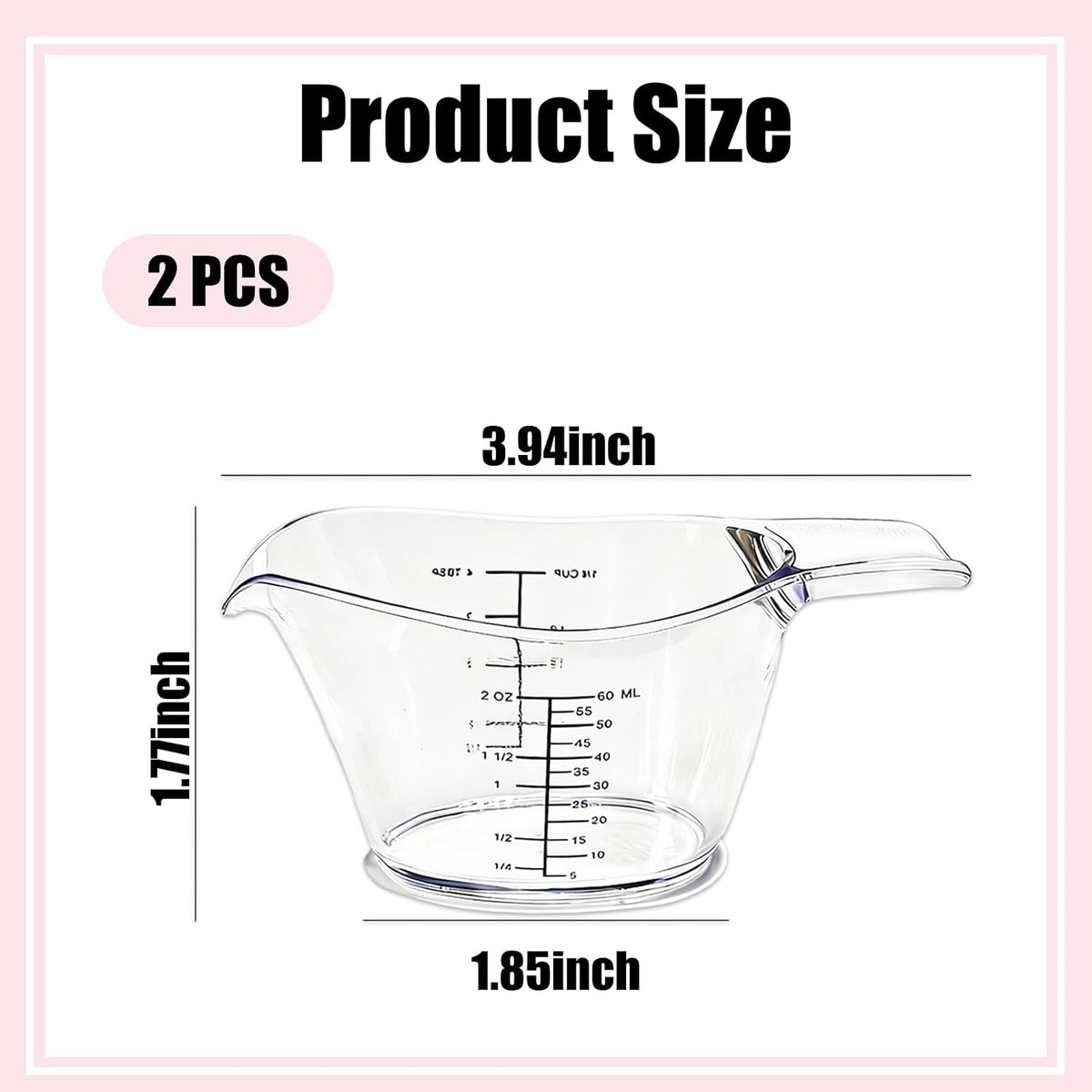 2-Pack 2 Oz Mini Measuring Cups, Kitchen, Crafts, Beauty Projects