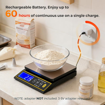 Baking Scale with Percentage Weighing Function 66lb/ 30kg Large Digital Kitchen Scale for Candle, Soap and Sourdough Bread Making Rechargeable Food Cooking Scale
