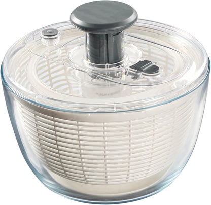 Glass Salad Spinner with Airtight Lid - BPA-Free - Easy Pump Lettuce Spinner Washer | Fruit Washing Bowl with Strainer | Vegetable Cleaner | Large Capacity Borosilicate Glass, 6.22 Quart