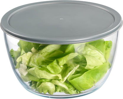 Glass Salad Spinner with Airtight Lid - BPA-Free - Easy Pump Lettuce Spinner Washer | Fruit Washing Bowl with Strainer | Vegetable Cleaner | Large Capacity Borosilicate Glass, 6.22 Quart