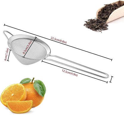 9 Pack Fine Mesh Strainer, Stainless Steel Cocktail Strainer Set with Handle for Tea, Coffee, Juice – Dishwasher Safe