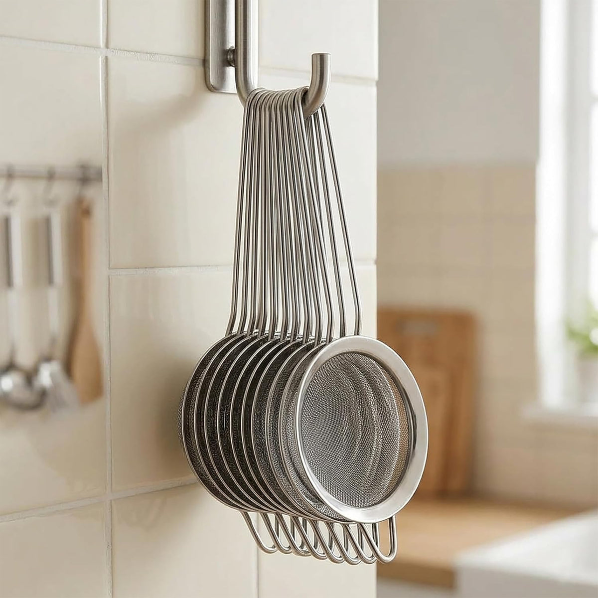 9 Pack Fine Mesh Strainer, Stainless Steel Cocktail Strainer Set with Handle for Tea, Coffee, Juice – Dishwasher Safe