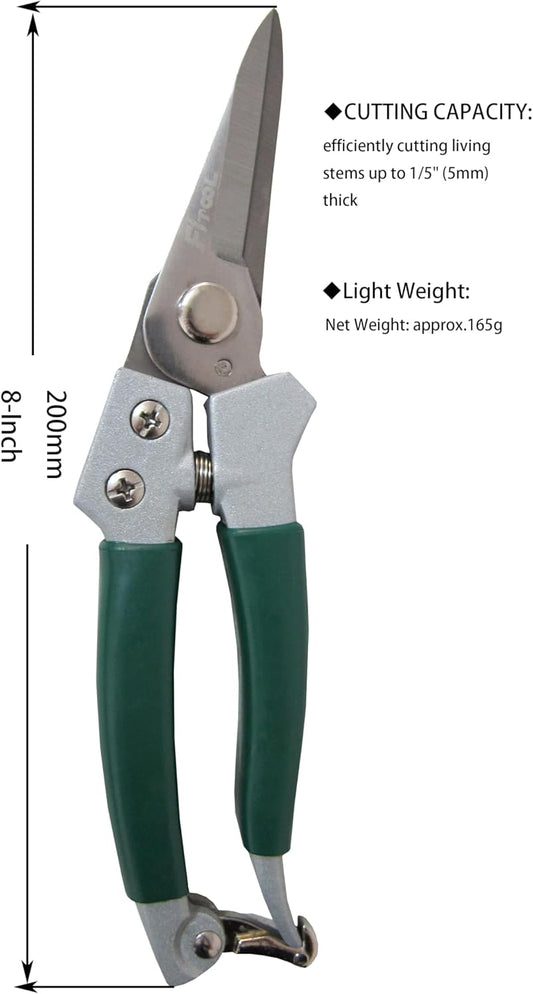 Floral Pruning Shears, Aluminium Handle With Stainless Steel Needle Nose Blade, for Arranging Flowers, Trimming Plants and Harvesting Herbs, Fruits or Vegetables, Florist Scissors 8-Inch (Straight)