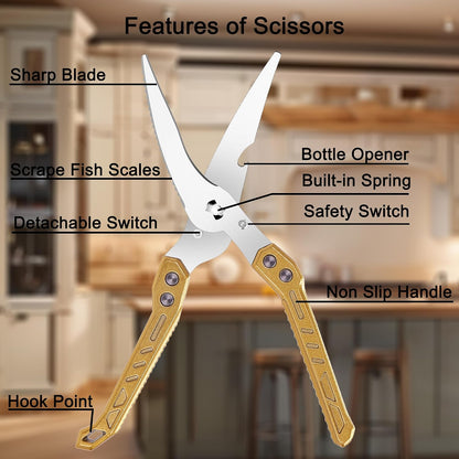 Heavy Duty Kitchen Poultry Shears Professional Food Scissors Black