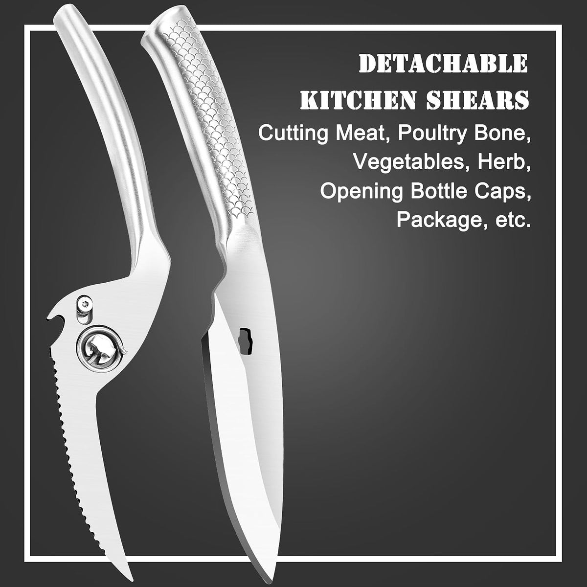 Heavy Duty Kitchen Poultry Shears Professional Food Scissors Black