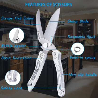 Heavy Duty Kitchen Poultry Shears Professional Food Scissors Black