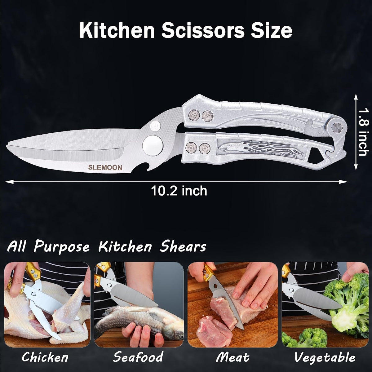 Heavy Duty Kitchen Poultry Shears Professional Food Scissors Black
