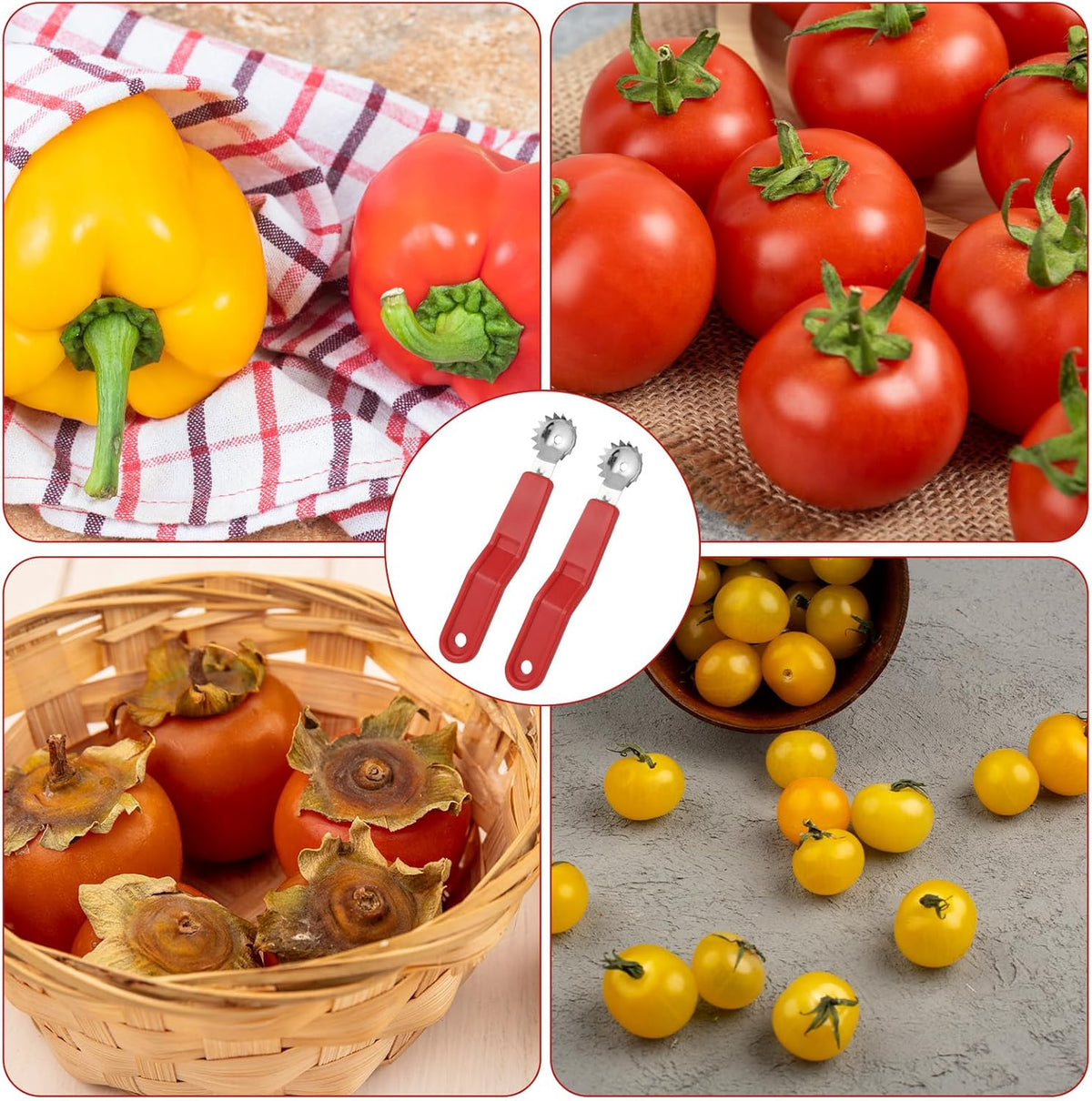 4Pcs Strawberry Huller, Stainless Steel Tomato Corer, Strawberry Huller Stem Remover Corer Tool Kitchen, Canning Supplies for Fruit and Vegetable