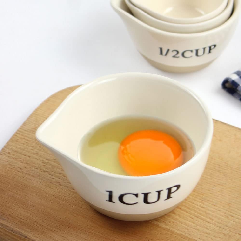Ceramic Milk Measuring Cup Egg Measuring Bowl Baking Bowl, set of 4