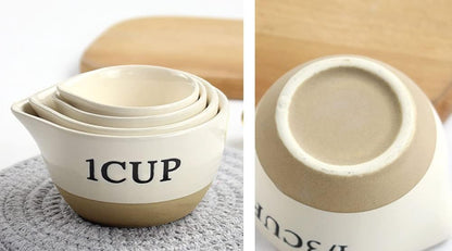 Ceramic Milk Measuring Cup Egg Measuring Bowl Baking Bowl, set of 4