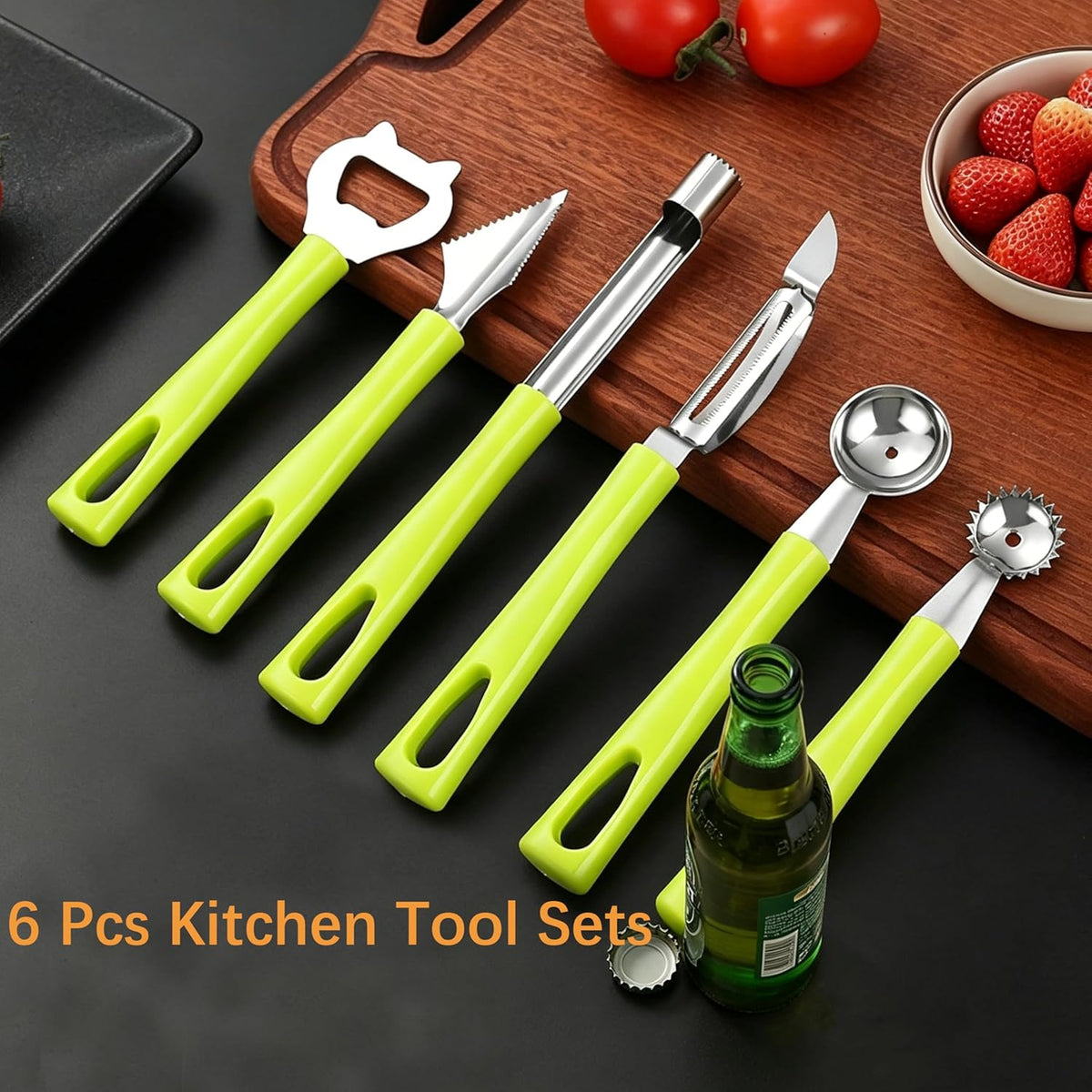 6 Pcs Fruit and Vegetable Corer Sets Tomato Corer,Strawberry Huller, Pepper Seed Remover, Zucchini Corer Tool for Easy Kitchen Prep