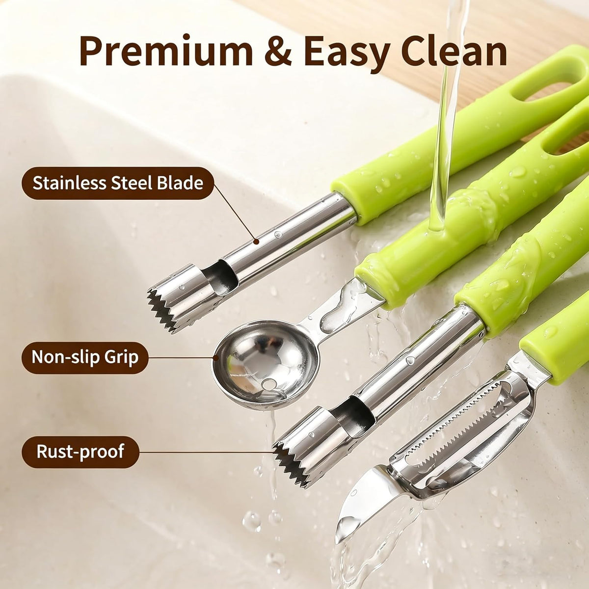 6 Pcs Fruit and Vegetable Corer Sets Tomato Corer,Strawberry Huller, Pepper Seed Remover, Zucchini Corer Tool for Easy Kitchen Prep