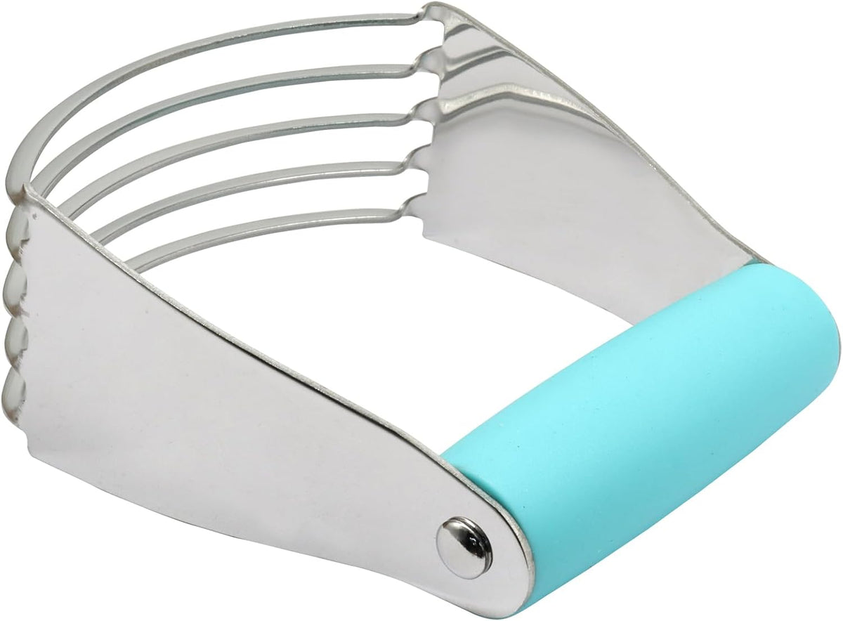 Pastry Shortening Blender Cutter, Stainless Steel, Turquoise | Dough Masher for Butter Biscuit, Baking Kneading Dough, For Flakier and Fluffier Pie Crusts/Almond