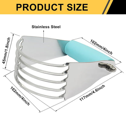 Pastry Shortening Blender Cutter, Stainless Steel, Turquoise | Dough Masher for Butter Biscuit, Baking Kneading Dough, For Flakier and Fluffier Pie Crusts/Almond