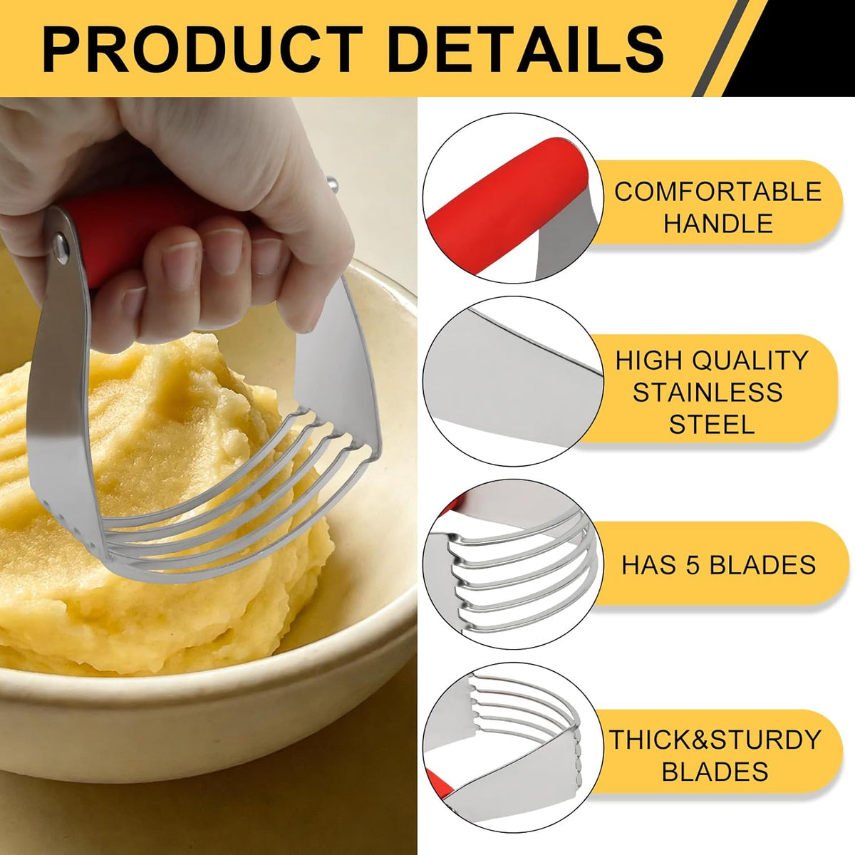 Pastry Shortening Blender Cutter, Stainless Steel, Turquoise | Dough Masher for Butter Biscuit, Baking Kneading Dough, For Flakier and Fluffier Pie Crusts/Almond