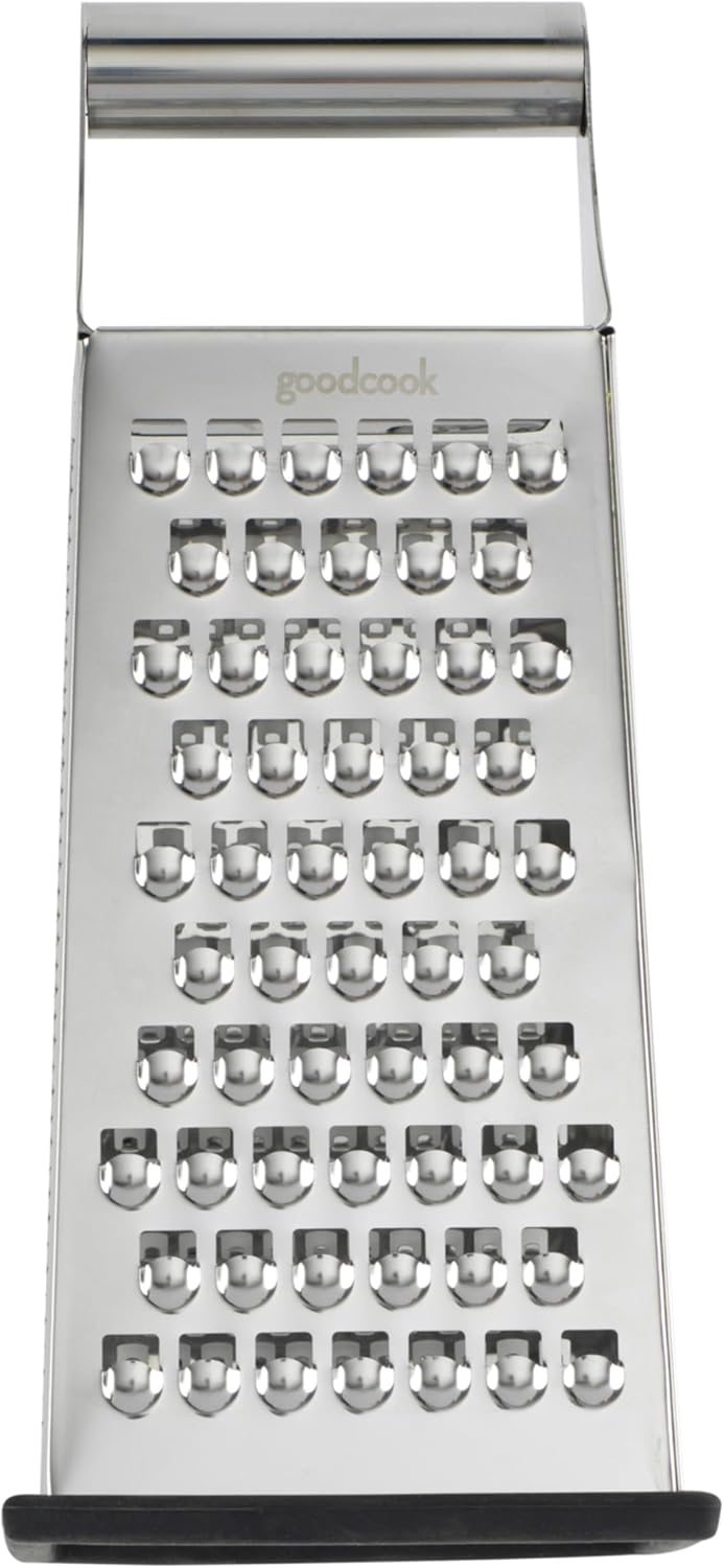 Gourmet 4-sided Box Grater, Stainless Steel, Stay Sharp Etched Blades, Non-slip Base