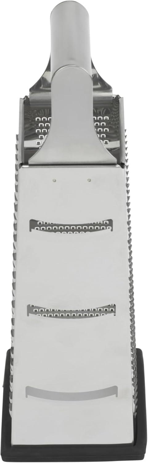 Gourmet 4-sided Box Grater, Stainless Steel, Stay Sharp Etched Blades, Non-slip Base