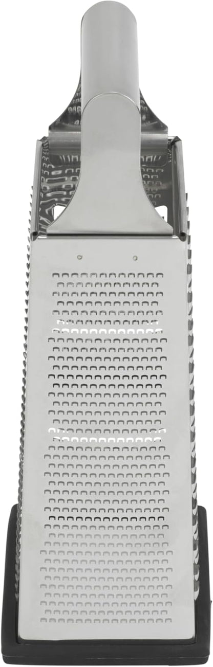 Gourmet 4-sided Box Grater, Stainless Steel, Stay Sharp Etched Blades, Non-slip Base
