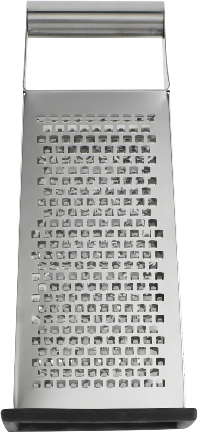 Gourmet 4-sided Box Grater, Stainless Steel, Stay Sharp Etched Blades, Non-slip Base