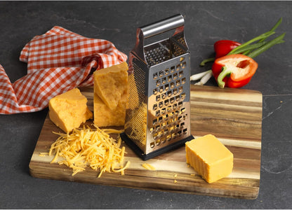 Gourmet 4-sided Box Grater, Stainless Steel, Stay Sharp Etched Blades, Non-slip Base