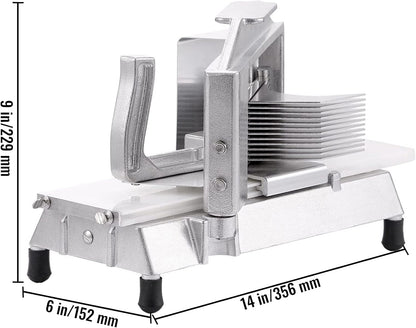 Commercial Tomato Slicer, 3/16-Inch Tomato Cutter Vegetable Slicer, Manual Tomato Cutter with Built-in Cutting Board, Stainless Steel Blades for Restaurant or Home Use
