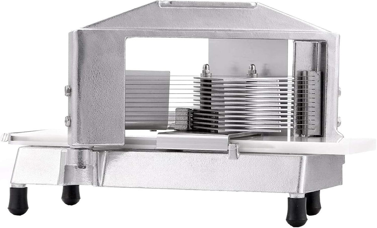 Commercial Tomato Slicer, 3/16-Inch Tomato Cutter Vegetable Slicer, Manual Tomato Cutter with Built-in Cutting Board, Stainless Steel Blades for Restaurant or Home Use