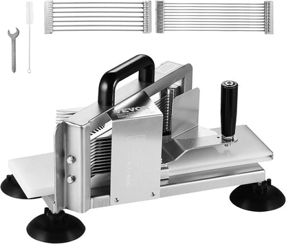 Commercial Tomato Slicer, 3/16-Inch Tomato Cutter Vegetable Slicer, Manual Tomato Cutter with Built-in Cutting Board, Stainless Steel Blades for Restaurant or Home Use