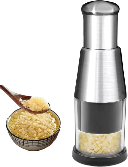Manual Pressed Chopper, 2025 Upgraded Compact Mini Dicer Food Chopper,Functional Manual, Stainless Steel Hand Food Garlic Press for Mincing Garlic Press With black protective case