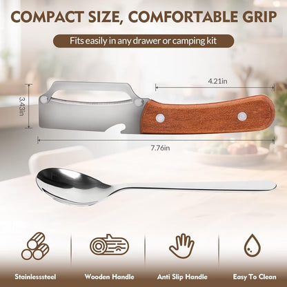 Multifunctional Vegetable Potato Peeler for Kitchen，Wooden-Handled Stainless Steel Sharp Peeler Knife with Built-In Bottle Opener for Veggie, Fruit, Potato, Carrot, Apple Ergo 2PCS