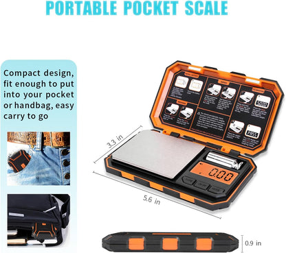 Digital Pocket Scale, 500g x 0.01g Gram Scale, Mini Scale 6 Units Jewelry Scale with LCD Display, Tare Function for Food, Jewelry, Coin, Coffee