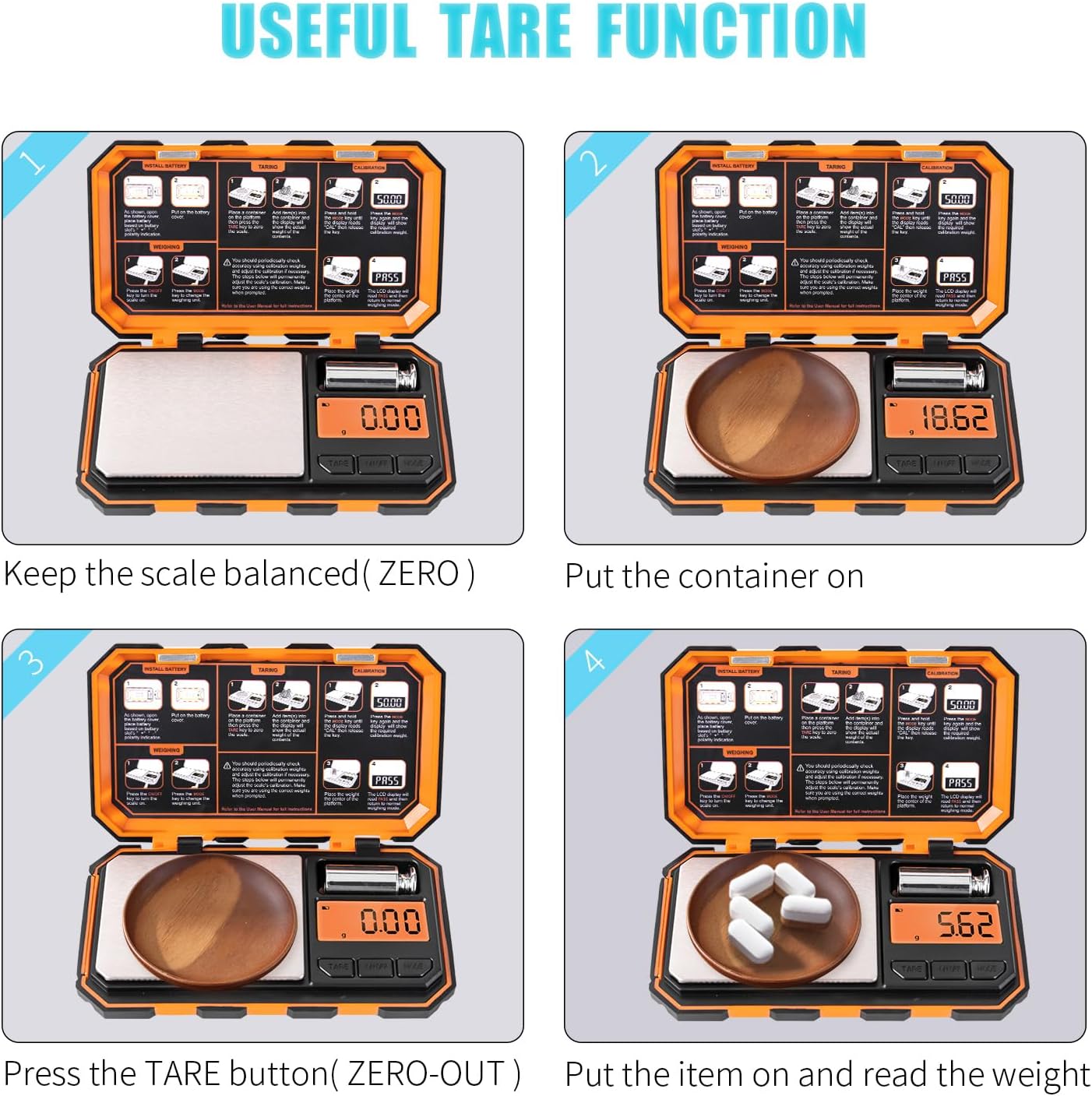 Digital Pocket Scale, 500g x 0.01g Gram Scale, Mini Scale 6 Units Jewelry Scale with LCD Display, Tare Function for Food, Jewelry, Coin, Coffee