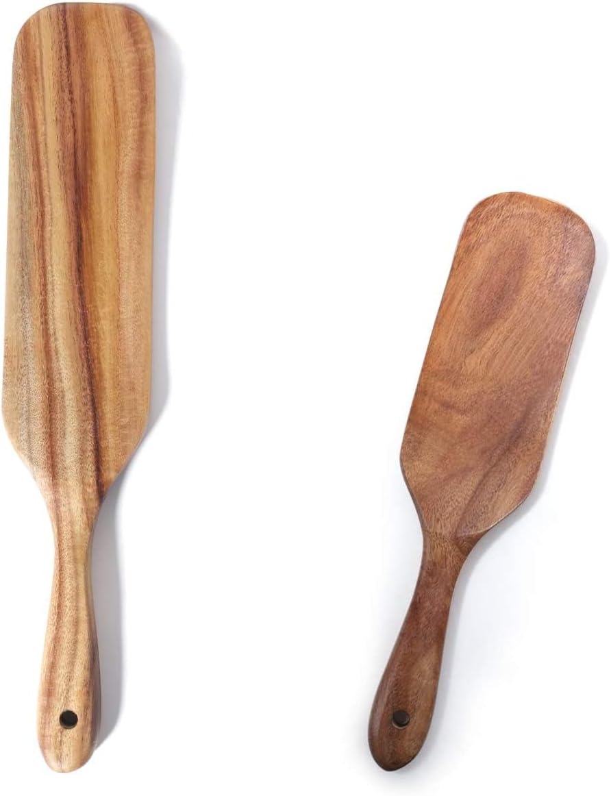 Spurtle Set, Natural Acacia Wooden Kitchen Utensils Set of 4, Wooden Spoons Utensils for Cooking, stirring, Mixing, Serving, spurtles kitchen tools as seen on tv for NonSick Cookware