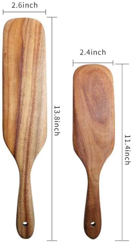 Spurtle Set, Natural Acacia Wooden Kitchen Utensils Set of 4, Wooden Spoons Utensils for Cooking, stirring, Mixing, Serving, spurtles kitchen tools as seen on tv for NonSick Cookware