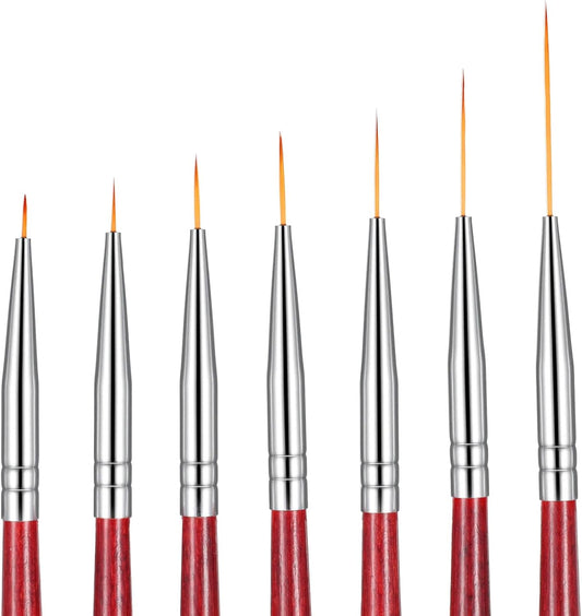 7 Pcs Rigger Artist Paint Brush, Highly Flexible Paint Brushes Extra Long Fine Point Tip Pinstriping Scroll Outlining Brush Fine Detail Paintbrushes for Watercolor Oil Gouache Pastry Cookie