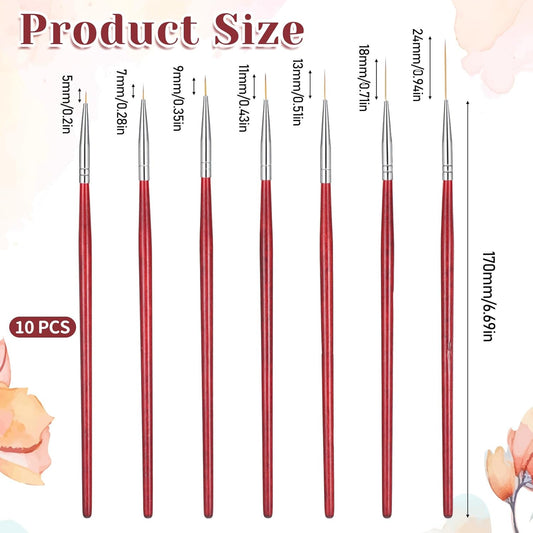 7 Pcs Rigger Artist Paint Brush, Highly Flexible Paint Brushes Extra Long Fine Point Tip Pinstriping Scroll Outlining Brush Fine Detail Paintbrushes for Watercolor Oil Gouache Pastry Cookie