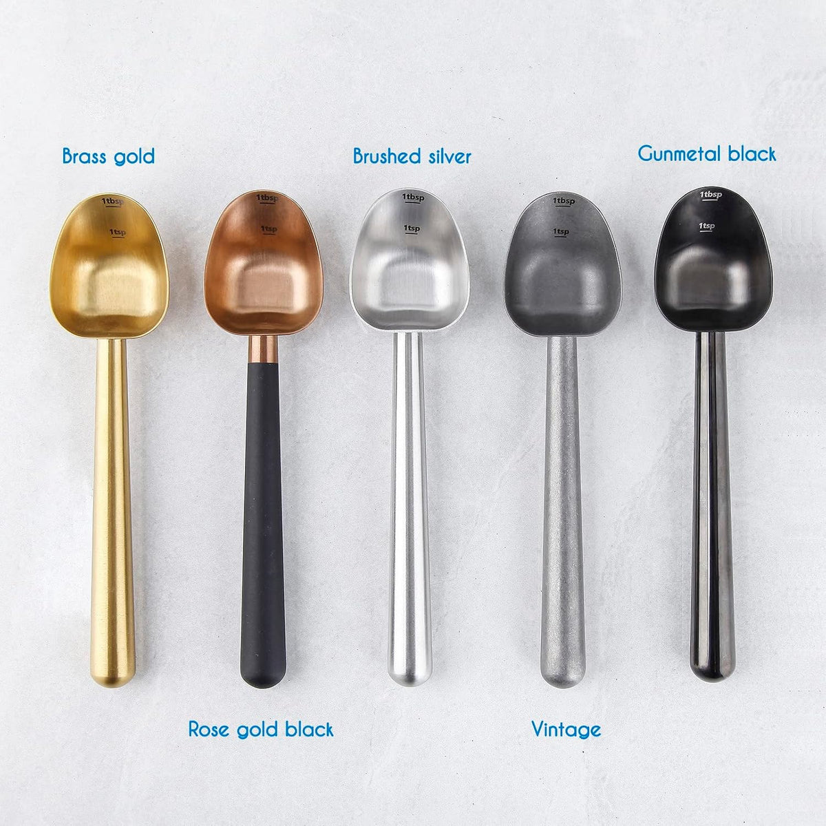 Stainless Steel Long Hollow Handle Coffee Scoop,7g Measuring Spoon for Ground Coffee and Loose Leaf Tea, Rose Gold-Black