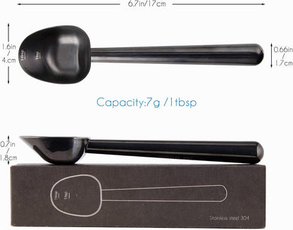 Stainless Steel Long Hollow Handle Coffee Scoop,7g Measuring Spoon for Ground Coffee and Loose Leaf Tea, Rose Gold-Black