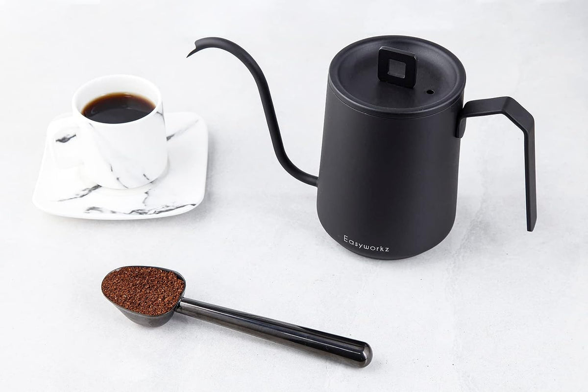 Stainless Steel Long Hollow Handle Coffee Scoop,7g Measuring Spoon for Ground Coffee and Loose Leaf Tea, Rose Gold-Black