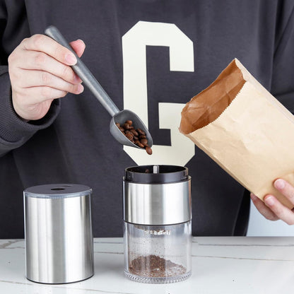 Stainless Steel Long Hollow Handle Coffee Scoop,7g Measuring Spoon for Ground Coffee and Loose Leaf Tea, Rose Gold-Black