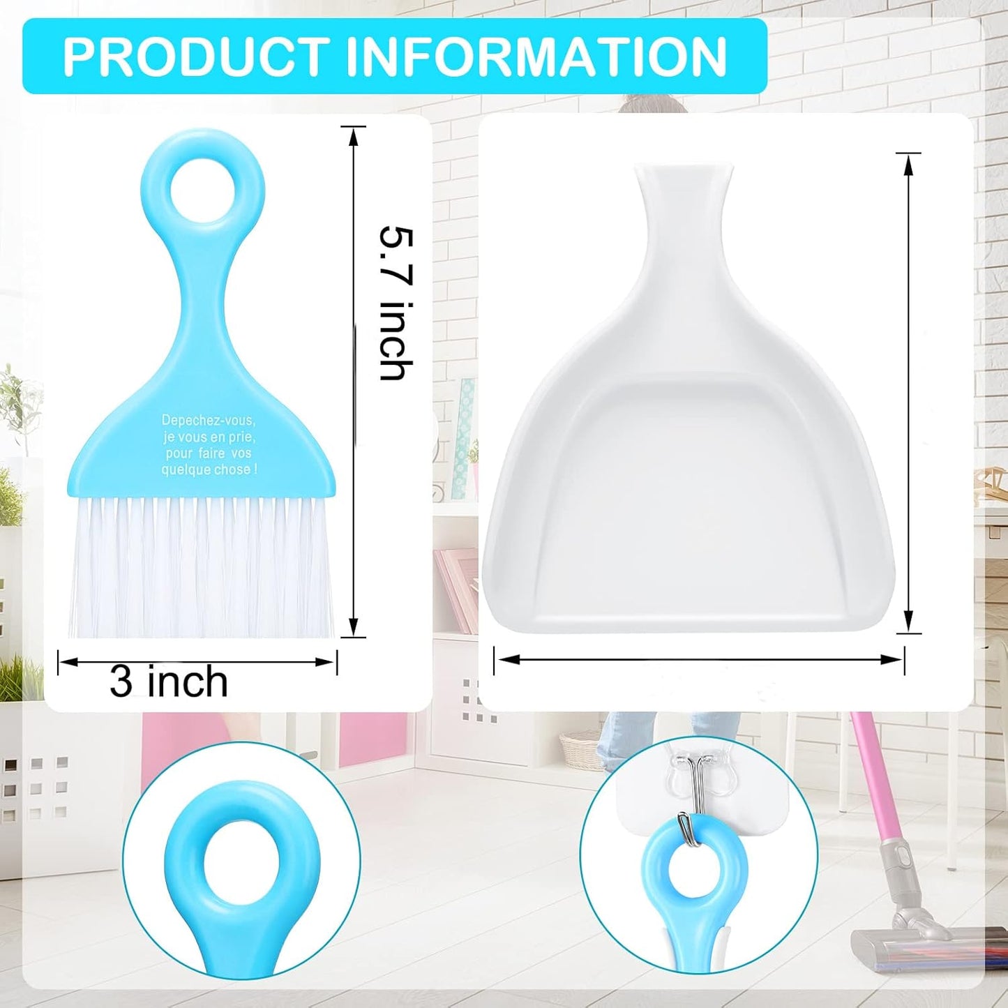3 Pack Mini Dustpan and Brush Set Colorful Small Broom and Dustpan Set Hand Whisk Brooms Tiny Cleaning Brush Table Crumbs Sweep for Desk Keyboard Kitchen Corner Car Sofa Pet Cage Nest Craft