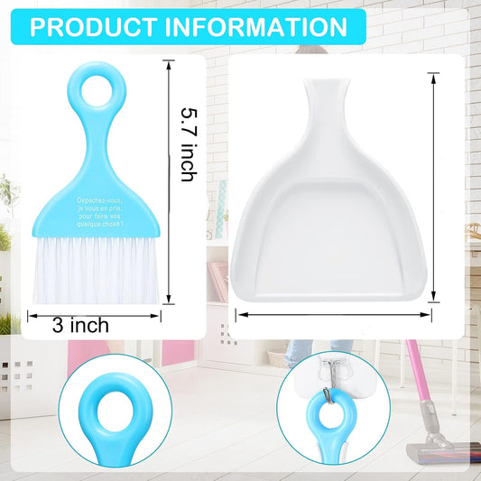 3 Pack Mini Dustpan and Brush Set Colorful Small Broom and Dustpan Set Hand Whisk Brooms Tiny Cleaning Brush Table Crumbs Sweep for Desk Keyboard Kitchen Corner Car Sofa Pet Cage Nest Craft