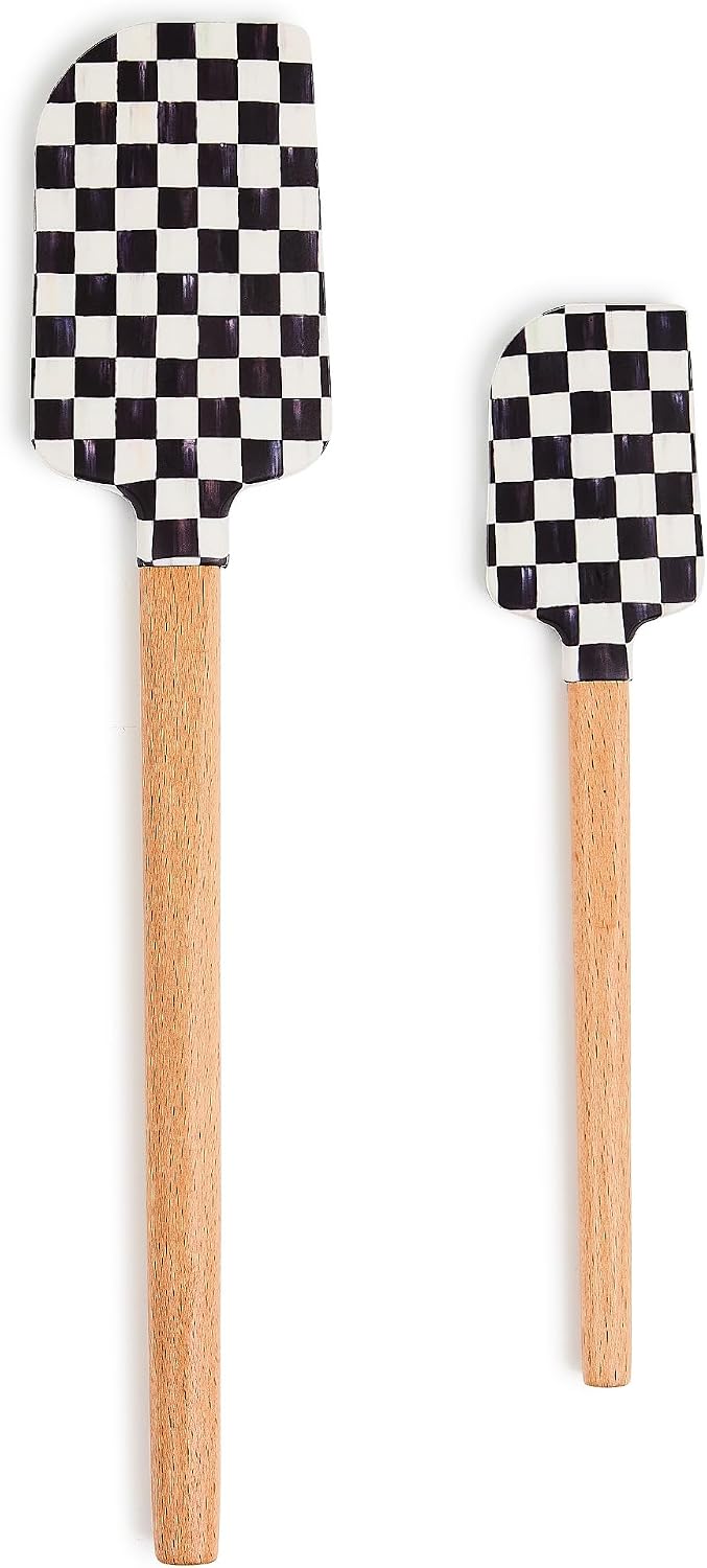 Silicone Spatula, Black-and-White Courtly Check
