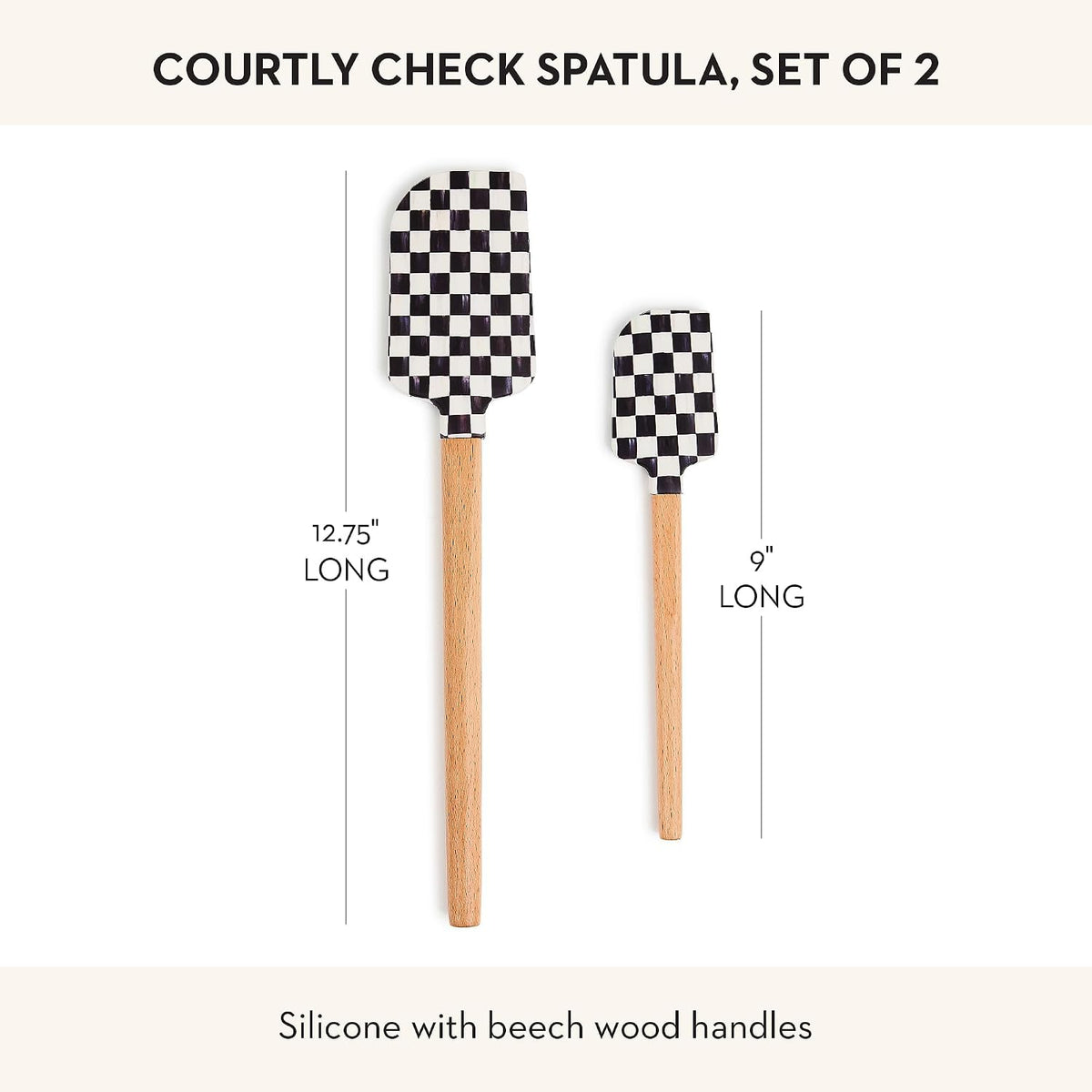 Silicone Spatula, Black-and-White Courtly Check