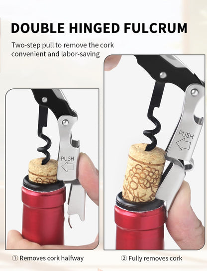 Wine Key - Professional Handcrafted Heavy Duty Waiter Corkscrew, Compact Wine Opener with Double Hinged, Foil Cutter and Bottle Opener, Gifts for Servers, Sommelier, Bartenders - Red