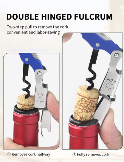 Wine Key - Professional Handcrafted Heavy Duty Waiter Corkscrew, Compact Wine Opener with Double Hinged, Foil Cutter and Bottle Opener, Gifts for Servers, Sommelier, Bartenders - Red