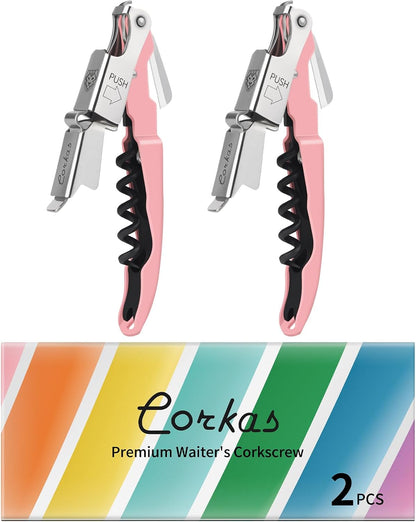 Wine Key - Professional Handcrafted Heavy Duty Waiter Corkscrew, Compact Wine Opener with Double Hinged, Foil Cutter and Bottle Opener, Gifts for Servers, Sommelier, Bartenders - Red